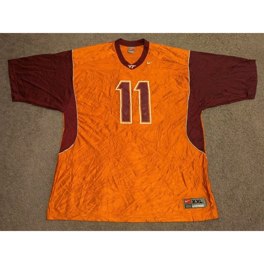 Vintage Y2K Nike Virginia Tech Orange Football Jersey #11 Men's 2XL